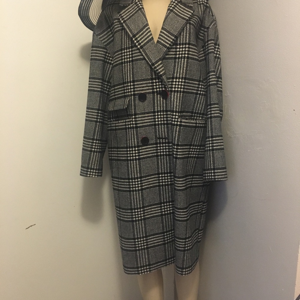 Plaid Double-Breasted Women's Coat